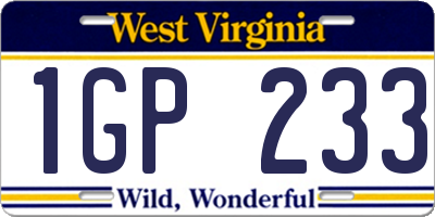 WV license plate 1GP233