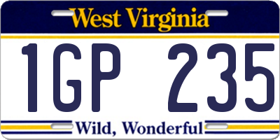 WV license plate 1GP235