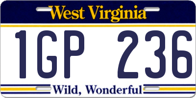 WV license plate 1GP236