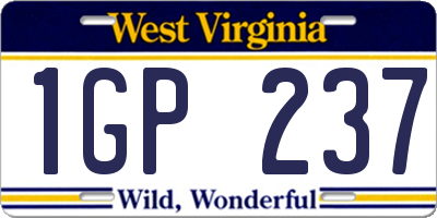 WV license plate 1GP237