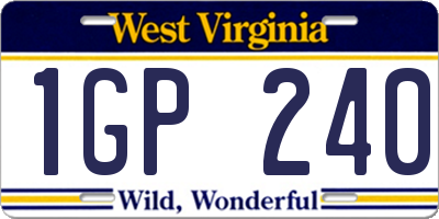 WV license plate 1GP240