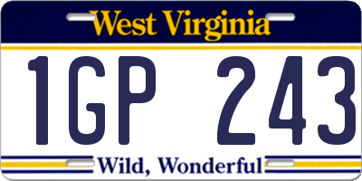 WV license plate 1GP243
