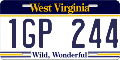 WV license plate 1GP244
