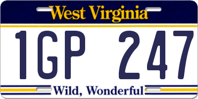 WV license plate 1GP247