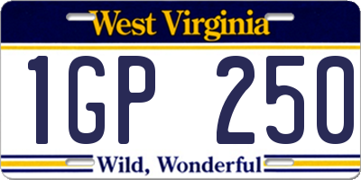 WV license plate 1GP250