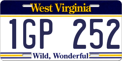WV license plate 1GP252
