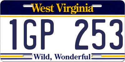 WV license plate 1GP253