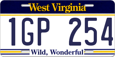 WV license plate 1GP254