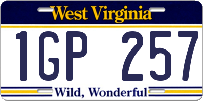 WV license plate 1GP257