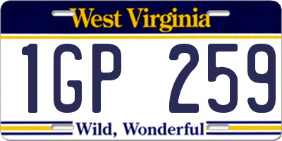 WV license plate 1GP259