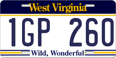 WV license plate 1GP260