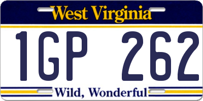 WV license plate 1GP262