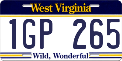 WV license plate 1GP265