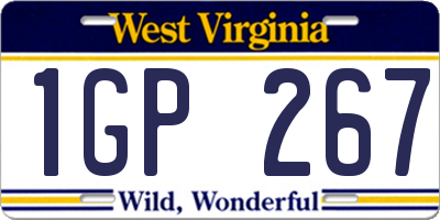 WV license plate 1GP267
