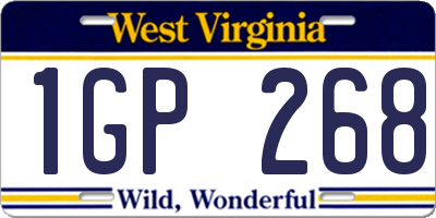 WV license plate 1GP268