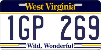 WV license plate 1GP269