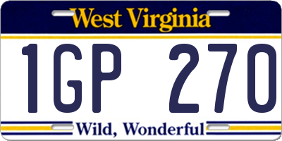 WV license plate 1GP270