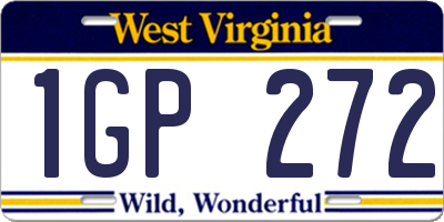 WV license plate 1GP272