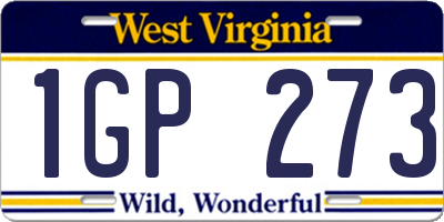 WV license plate 1GP273