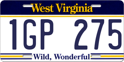 WV license plate 1GP275