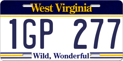 WV license plate 1GP277