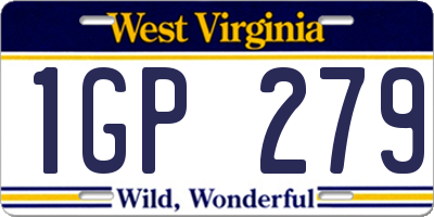 WV license plate 1GP279