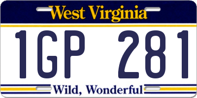 WV license plate 1GP281