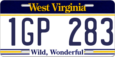 WV license plate 1GP283