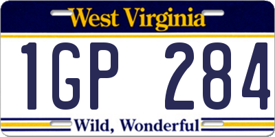 WV license plate 1GP284