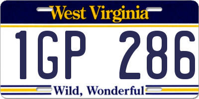 WV license plate 1GP286