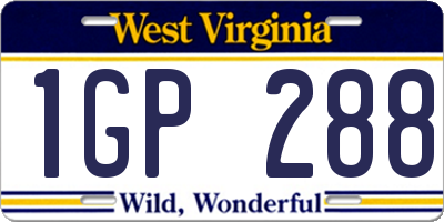 WV license plate 1GP288