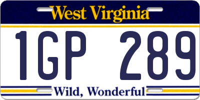 WV license plate 1GP289
