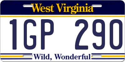 WV license plate 1GP290