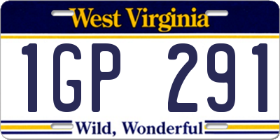 WV license plate 1GP291