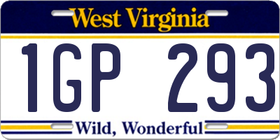 WV license plate 1GP293