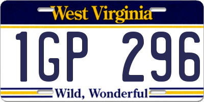 WV license plate 1GP296