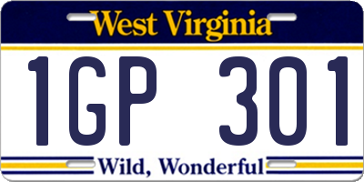 WV license plate 1GP301
