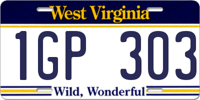 WV license plate 1GP303