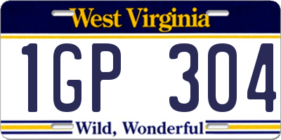 WV license plate 1GP304
