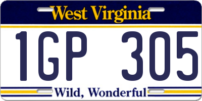 WV license plate 1GP305