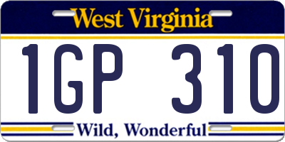 WV license plate 1GP310