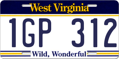 WV license plate 1GP312