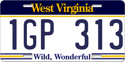 WV license plate 1GP313