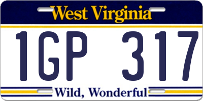 WV license plate 1GP317