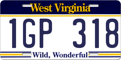 WV license plate 1GP318