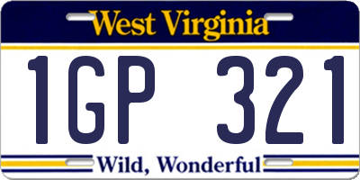 WV license plate 1GP321