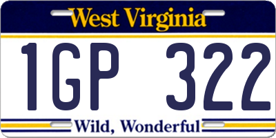 WV license plate 1GP322