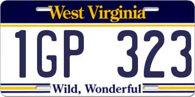 WV license plate 1GP323