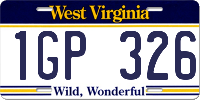 WV license plate 1GP326