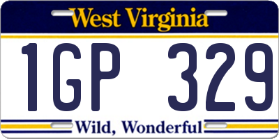 WV license plate 1GP329